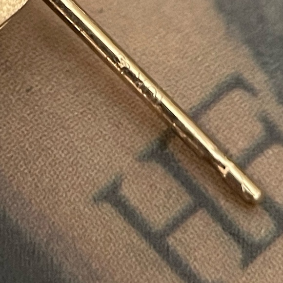 Vintage solid gold red garnet and diamond dangle drop bar stud earrings 10kt - Picture 8 of 10